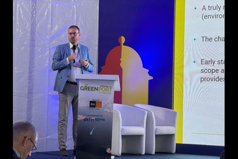 Arnold de Bruijn, Secretary General, IADC presents on Dredging for Sustainable Infrastructure.